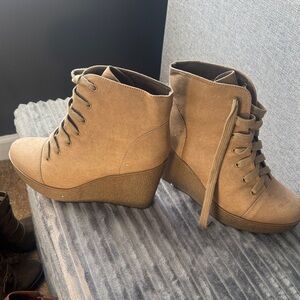 Tan Wedge Ankle Boots